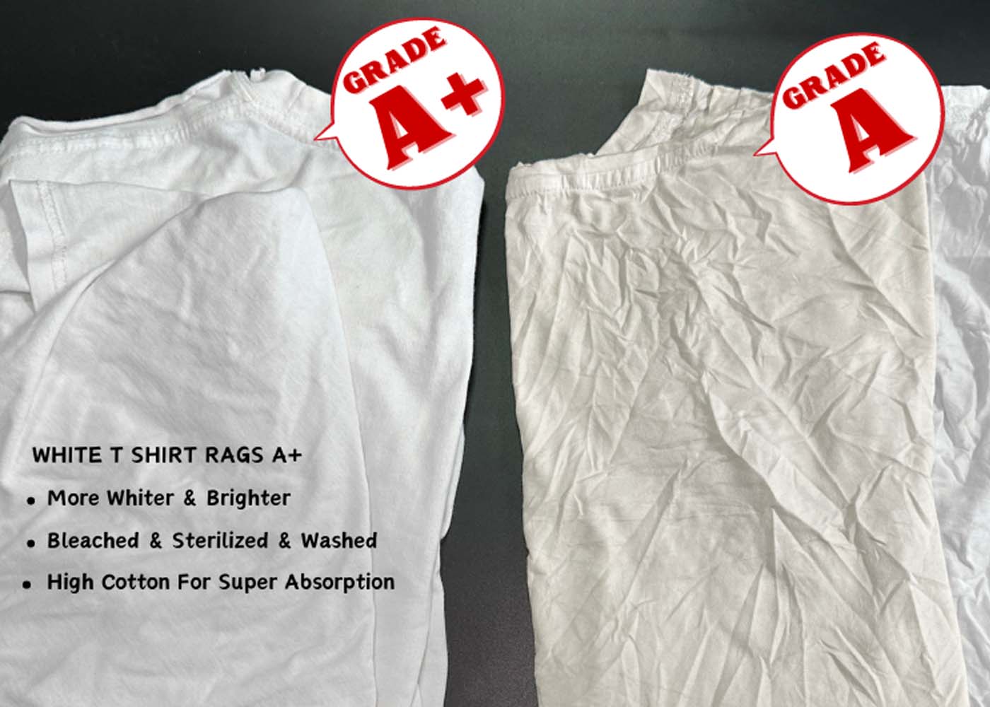 Industry News-Difference between White T-shirt Rags Premium A+ and White T-shirts A and B